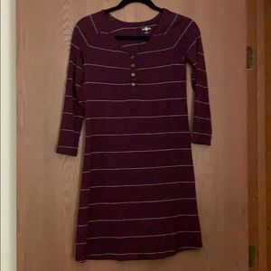 Maroon striped sweater dress